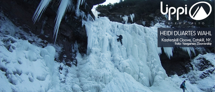Heidi Duartes Wahl escalando en hielo