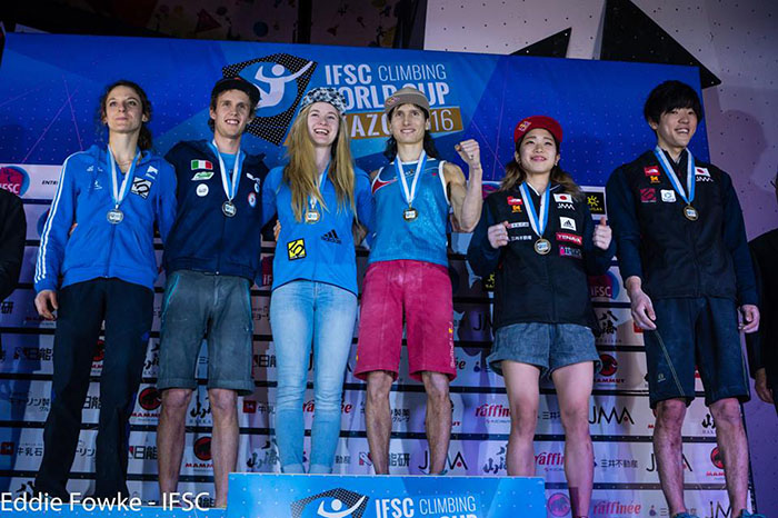 Podio Final. Foto: The Circuit World Cup and Performance Climbing Magazine
